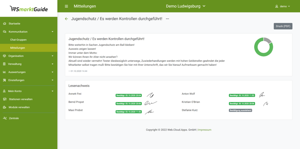 SmarktGuide Mitteilungen